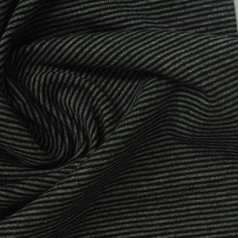 Dark Grey Horizontal-Stripe Jersey Knit, Cotton-Modal