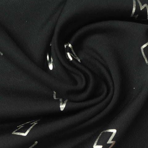 Printed Polyester Stretch Sateen Fabric, 290 gsm — Black
