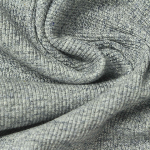 Light Grey Marl Rib Knit, Poly-Cotton, 365 gsm