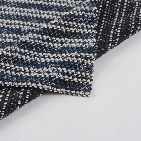 White Vertical-Stripe Chunky Knit, Polyester, 306 gsm