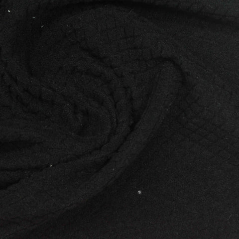 Polyester Stretch French Terry Fabric, 165 gsm, 145 cm — Black