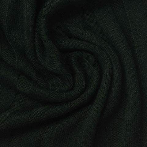 Dark Green Ribbed Rib Knit, Viscose-Poly