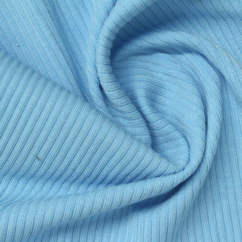 Cotton Modal Stretch Rib Knit Fabric, 290 gsm, 165 cm — Blue