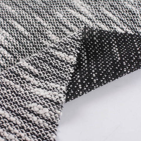 Black Horizontal-Stripe Chunky Knit, Poly-Cotton, 184 gsm