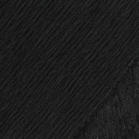 Jacquard Brushed Polyester Stretch Crepe Fabric, 170 gsm, 160 cm — Black