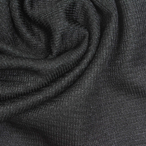 Charcoal Micro-Grid Rib Knit, Poly-Cotton
