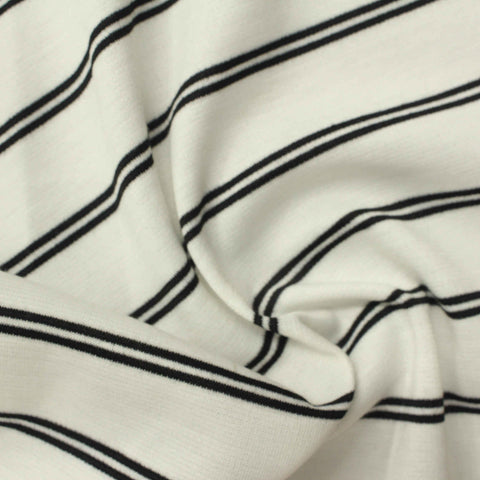 Black Stripes Jersey Knit, Poly-Viscose, 220 gsm