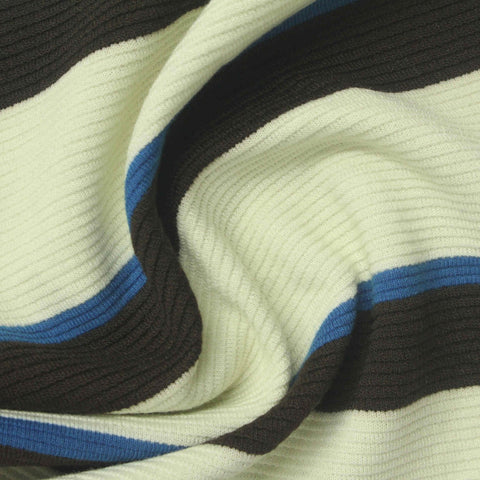 Light Yellow Horizontal-Stripe Knit, Poly-Viscose