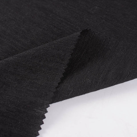 Striped Viscose Linen Woven Fabric, 119 gsm, 138 cm — Black