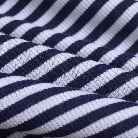 Navy Horizontal-Stripe Rib Knit, 215 gsm