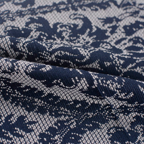 Dark Blue Damask Jacquard, Poly-Cotton
