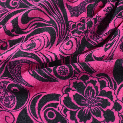 Black Abstract-Swirl Jersey Knit, Polyester, 141 gsm