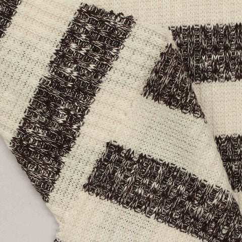 Cream Horizontal-Stripe Rib Knit, Viscose-Poly, 350 gsm