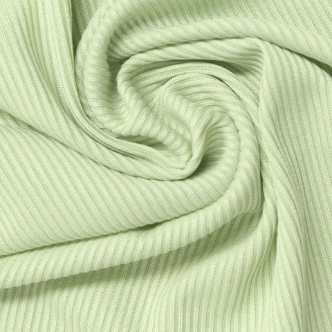 Polyester Stretch Rib Knit Fabric, 188 gsm, 165 cm — Green