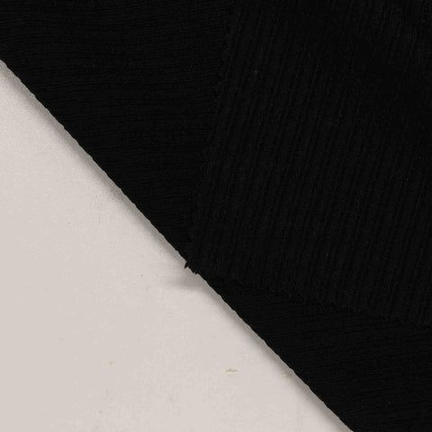 Viscose Polyester Rib Knit Fabric, 270 gsm, 150 cm — Black