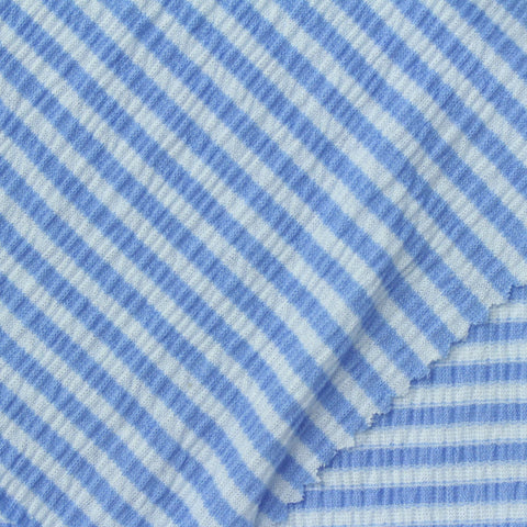 Light Blue Horizontal-Stripe Crepe, Polyester