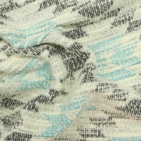 Light Blue Geometric Jacquard, Poly-Viscose