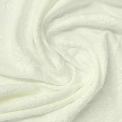 Cream Tone-on-Tone Floral Pointelle Knit, Polyester, 299 gsm