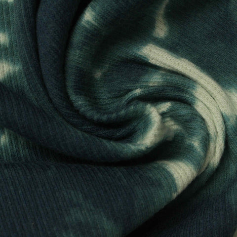 Dark Green Abstract Rib Knit, Cotton