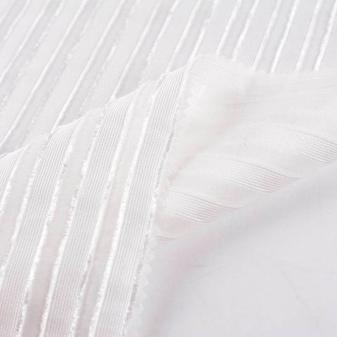 White Vertical-Stripe Jacquard, Polyester, 150 gsm