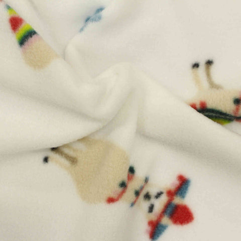 Animal Print 100% Polyester Fleece Fabric, 158 gsm, 160 cm — White