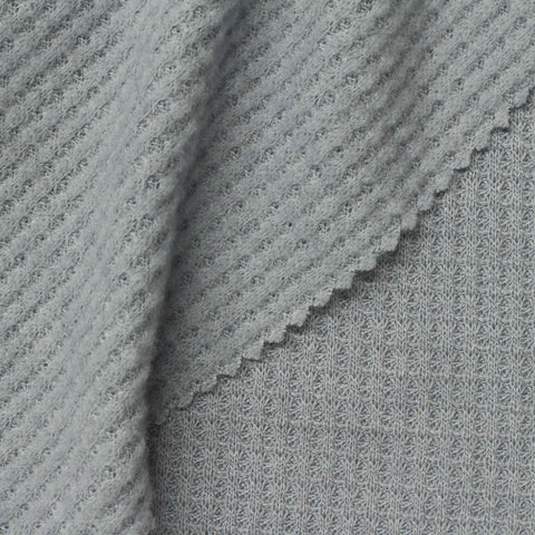 Polyester Viscose Waffle Knit Fabric, 220 gsm, 170 cm — Grey