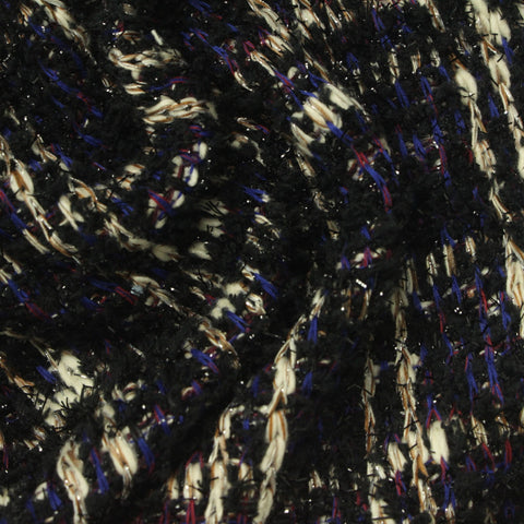 Black Plaid Bouclé, Poly-Cotton, 445 gsm
