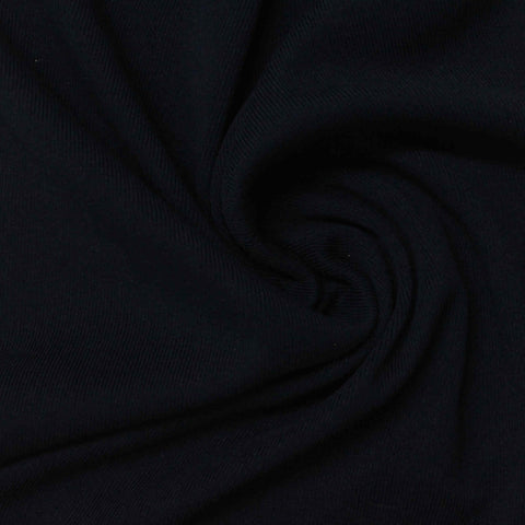Cotton Polyester Rib Knit Fabric, 305 gsm — Black