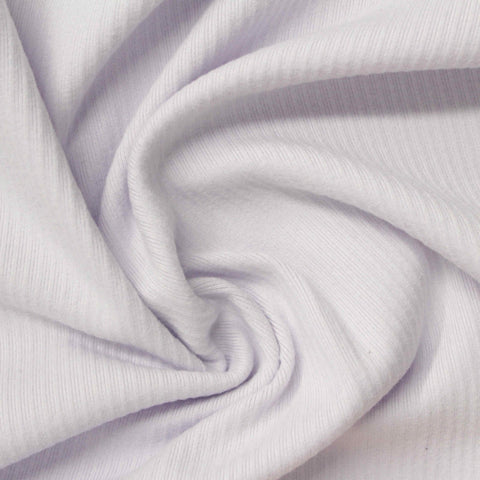 Brushed Polyester Rib Knit Fabric, 260 gsm, 185 cm — White
