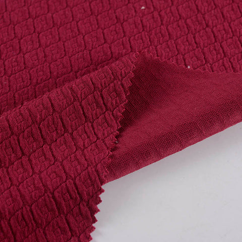 Deep Red Tone-on-Tone Diamond Interlock Knit, Cotton-Poly