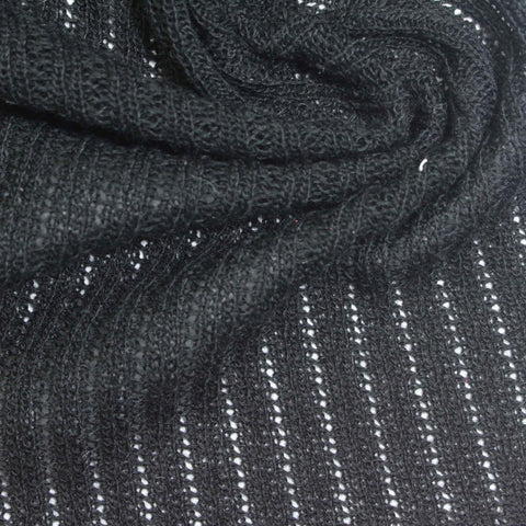 Dark Grey Openwork-Stripe Pointelle Knit, Polyester