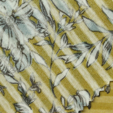 Light Blue Floral Jersey Knit, Poly-Cotton