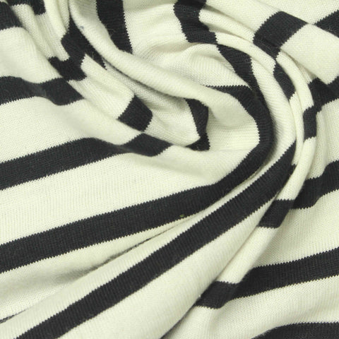 Black Horizontal-Stripe Jersey Knit, 175 gsm