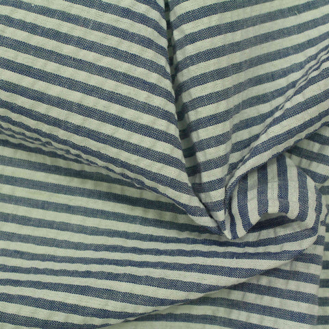 Polyester Cotton Seersucker Fabric, 120 gsm, 145 cm — Blue
