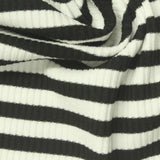 Black Horizontal-Stripe Rib Knit, Poly-Viscose — photo 2