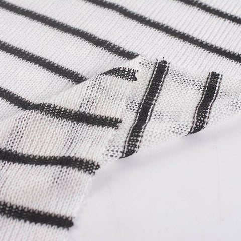 Dark Grey Horizontal-Stripe Chunky Knit, Poly-Viscose, 96 gsm
