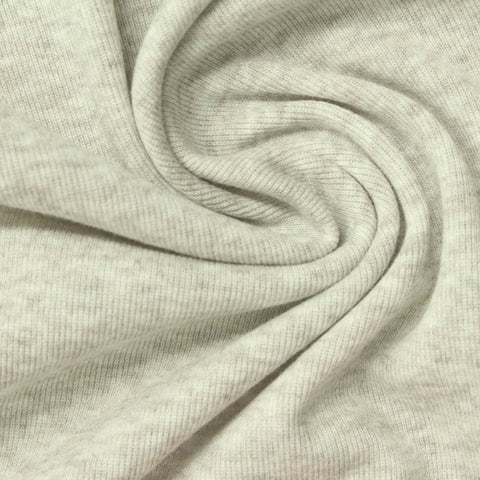 Light Grey Marl Rib Knit, Poly-Cotton, 230 gsm