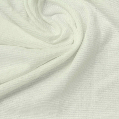 Off-White Micro-Stripe Jersey Knit, Polyester