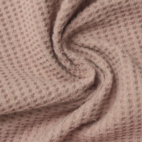 Brushed Polyester Stretch Waffle Knit Fabric, 220 gsm, 135 cm — Pink
