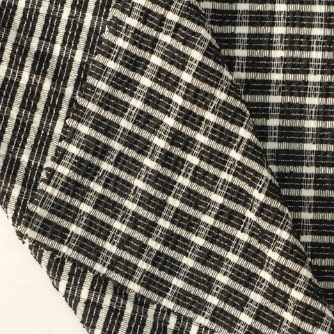 Black Textured-Check Crepe, Poly-Viscose