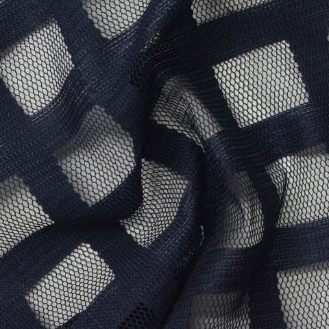 Jacquard Polyester Stretch Mesh Fabric, 200 gsm, 160 cm — Navy