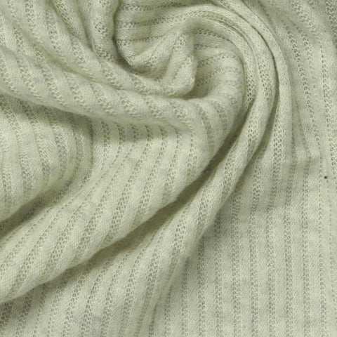 Brushed Polyester Viscose Stretch Rib Knit Fabric, 243 gsm, 145 cm — Khaki