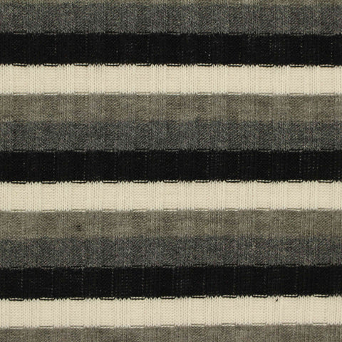 Black Vertical-Stripe Rib Knit, Poly-Viscose, 175 gsm, 150 cm