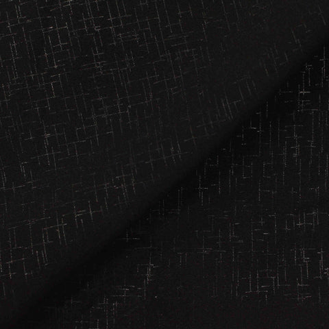 Black Irregular-Grid Jacquard, Poly-Viscose