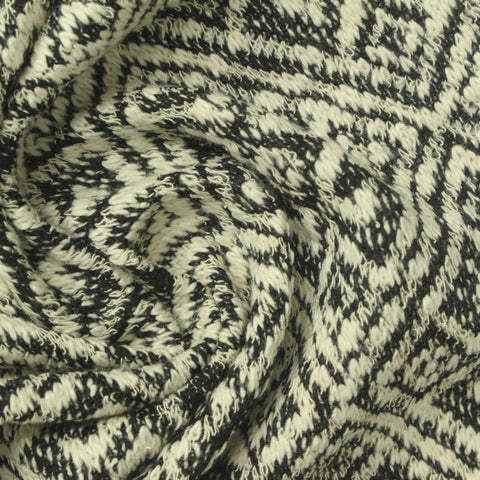 Black Geometric-Diamond Chunky Knit, Cotton-Poly, 238 gsm