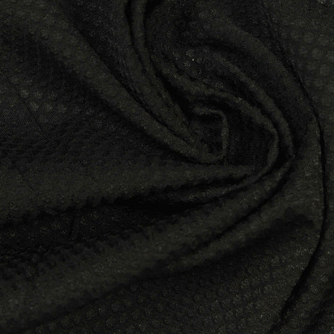 Black Geometric Warp Knit, Polyester