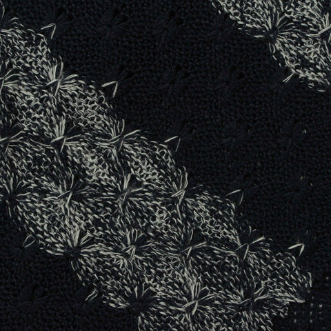 Black Horizontal-Stripe Chunky Knit, Poly-Viscose, 185 gsm