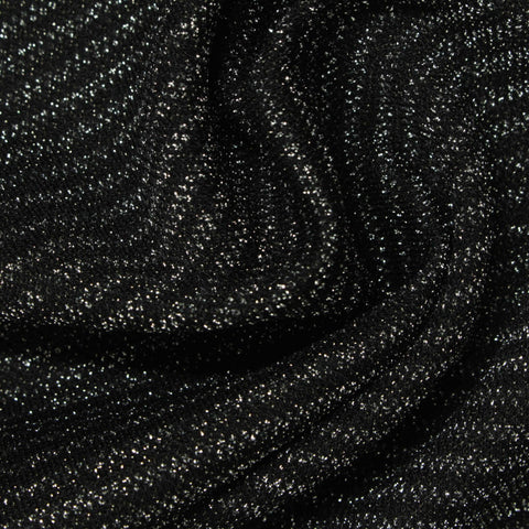 Silver Horizontal-Stripe Interlock Knit, Nylon-Metallic