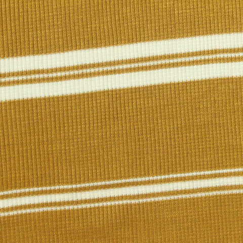 Mustard Horizontal-Stripe Rib Knit, Viscose