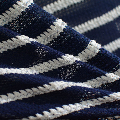 Navy Horizontal-Stripe Knit, Poly-Viscose, 175 gsm